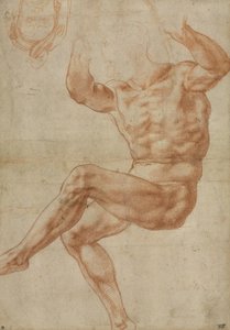 Studie für den nackten Jüngling über dem Propheten Daniel, für die Sixtinische Decke, 1510-11