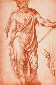 Studie einer drapierten männlichen Figur; Zeichnung von Leonardo da Vinci. Gabinetto dei Disegni e delle Stampe, Uffizien, Florenz von Michelangelo Buonarroti