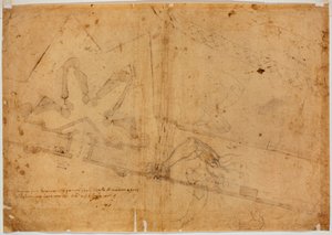 Studie einer Figur von anderer Hand und handschriftliche Inschrift von Michelangelo Buonarroti