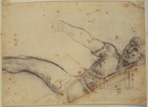 Studie einer nicht-autographischen Figur und Inschrift von Michelangelo Buonarroti
