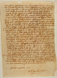 Tabernakel mit Nische, Brief von Michelangelo an Piero Gondi von Michelangelo Buonarroti