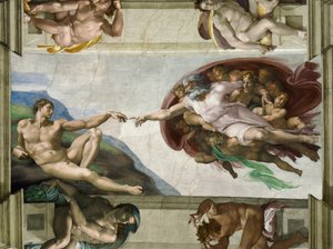 Die Erschaffung Adams, Sixtinische Kapelle von Michelangelo Buonarroti