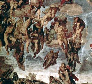 Die Gerechten werden in den Himmel gezogen, Detail aus 