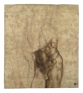 Der auferstandene Christus, dreiviertel Länge nackt, nach rechts schauend von Michelangelo Buonarroti