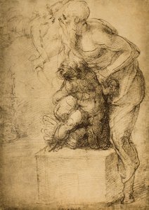 Das Opfer Isaaks; Zeichnung von Michelangelo. Casa Buonarroti, Florenz von Michelangelo Buonarroti