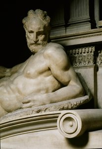 Die Dämmerungsallegorie. Grab von Laurent II. de Medici. Marmorskulptur 1531 von Michelangelo Buonarroti