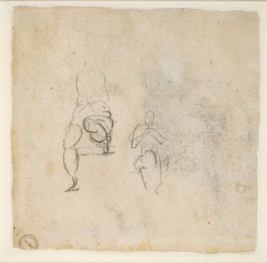 Zwei sehr leichte Skizzen von sitzenden Figuren, ca. 1490-1560 von Michelangelo Buonarroti