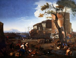 Dorffest, von Michelangelo Cerquozzi, bekannt als Michelangelo delle Battaglie (1602-1660)