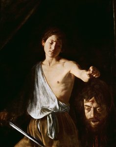 David mit dem Kopf von Goliath, 1606 (Detail) von Michelangelo Merisi Caravaggio