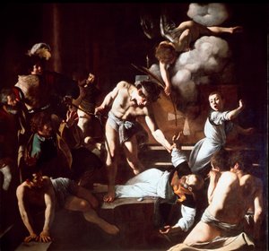 Das Martyrium des Heiligen Matthäus Gemälde von Michelangelo Merisi da Caravaggio genannt Caravaggio (1571-1610) 1600. Kapelle Contarelli, San Luigi dei Francesi (Kirche St. Ludwig der Franzosen), Rom von Michelangelo Merisi da Caravaggio