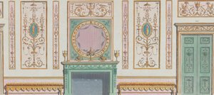 Innenverzierte Wand mit Türen und Kamin, Nr. 344-350..., 20. März 1785