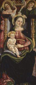 Jungfrau und Kind auf dem Thron mit zwei Engeln, die eine Krone halten, 1505-15