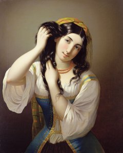 Eine Sizilianerin spielt mit ihrem Haar von Michele Cusa