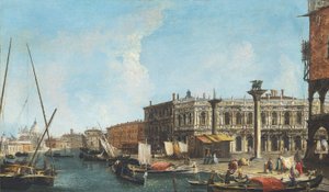 Eingang zum Canal Grande in Venedig mit der Piazetta und der Libreria Marciana rechts, der Dogana und Santa Maria della Salute links von Michele Marieschi