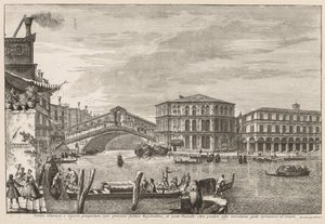 Ansichten von Venedig: Die Brücke und der Markt von Rialto von Michele Marieschi