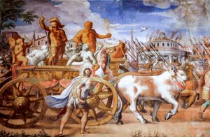 Triumph des Konsuls Lucius Aemilius Paulus über Perseus, König von Makedonien (Detail), um 1570 von Michele and Rocchetti Jacopo Alberti