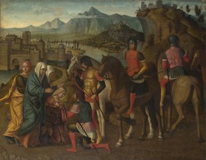 Coriolanus wird von seiner Familie überredet, Rom zu verschonen, ca. 1500 von Michelle da Verona