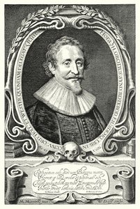 Hugo Grotius, niederländischer Jurist, Theologe, Philosoph und Autor (Gravur) von Michiel Jansz. van (after) Miereveld