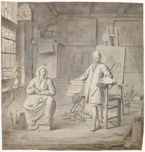 Maler Michiel Comans und seine dritte Frau Elisabeth van der Mersche im Atelier