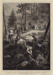 HRH der Prinz von Wales beim Hirschjagen in den Highlands, das Rendezvous
