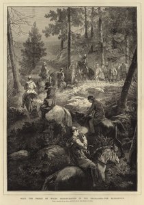 H R H der Prinz von Wales beim Hirschjagen von Mihaly von Zichy