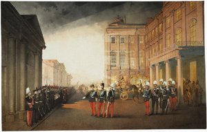 Parade vor dem Anitschkow-Palast am 26. Februar 1870