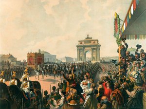 Triumphaler Einzug ihrer Majestäten Alexander II. und Maria Alexandrowna in Moskau, 1856