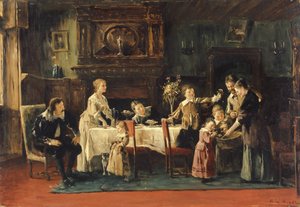 Besuch beim Neugeborenen, 19. Jahrhundert von Mihály Munkácsy