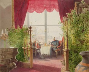 Frühstück der Kaiser Alexander II. und Wilhelm I. im Winterpalast, 1873 von Mihály Zichy
