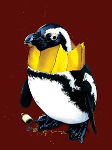 Weihnachtspinguin auf Rotoxid, 2020 von Mike Davis