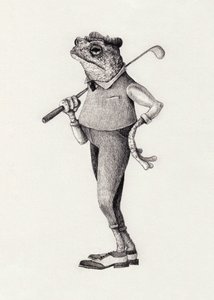 Frosch in Vintage-Golfkleidung