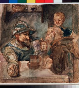 Über einem Bierkrug von Mikhail Aleksandrovich Vrubel