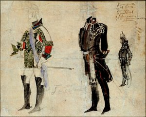 Kostümentwurf für die Oper "Pique Dame" von P. Tschaikowski