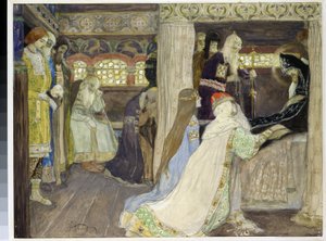 Der Tod des Großfürsten Alexander Newski (1220-1263). Werk von Mikhail Vasilyevich Nesterov (1862-1942)