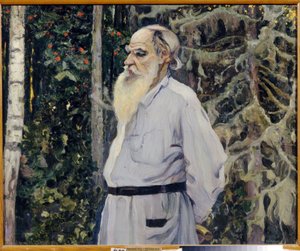 Porträt des Schriftstellers Leo N. Tolstoi (1828-1910). Gemälde von Mikhail Vasilyevich Nesterov (1862-1942), Öl auf Leinwand von Mikhail Vasilievich Nesterov