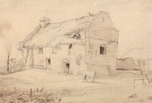 Cottage mit weidenden Pferden