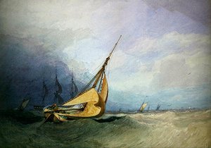 Meereslandschaft mit Booten von Miles Edmund Cotman