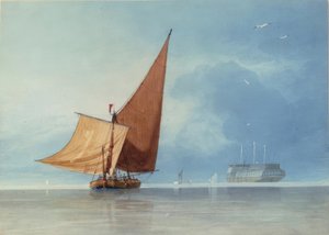 Schiffe am Eingang des Medway, Kent von Miles Edmund Cotman