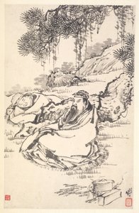 Lu Tong und Diener, 1788 von Min Zhen