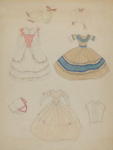 Puppe und Kleiderschrank, ca. 1936 von Mina Lowry