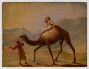Mann mit Frau auf Kamel