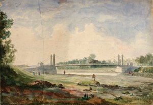 Hängebrücke über den Arno, nahe den Cascine, Florenz von Miner Kilbourne Kellogg