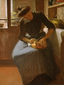Frau, die einen Kessel poliert, ca. 1912 von Minerva Josephine Chapman