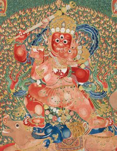 Detail der kaiserlichen bestickten Seiden-Thangka