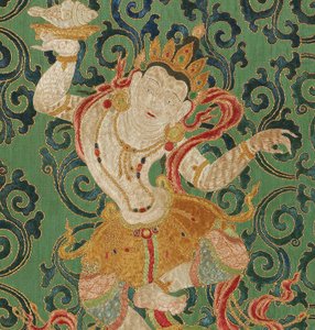 Detail der kaiserlichen bestickten Seiden-Thangka von Ming Dynasty Chinese School