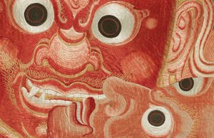 Detail der kaiserlichen bestickten Seiden-Thangka von Ming Dynasty Chinese School