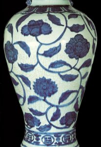 Große blau-weiße Vase, Jiajing-Periode von Ming Dynasty Chinese School