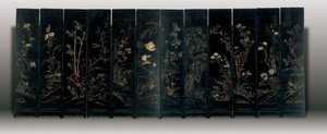 Zwölf-Panel-Coromandel-Bildschirm, Weiping von Ming Dynasty Chinese School