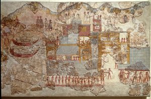 Minoische Kunst: Fresko von Booten aus Akrotiri auf Santorini von Minoan