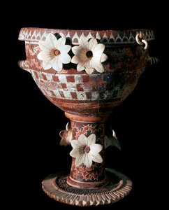 Minoische Kunst: Terrakotta-Krater mit Dekorationen aus der protopalatialen Periode (2100 bis 1650 v. Chr.) von Minoan